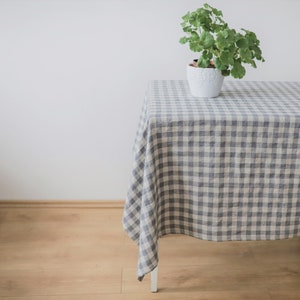 Plaid linen table clothes, plaid wedding table cloth, checked washed linen tablecloths, linen dinning table clothes, check flax tablecloth