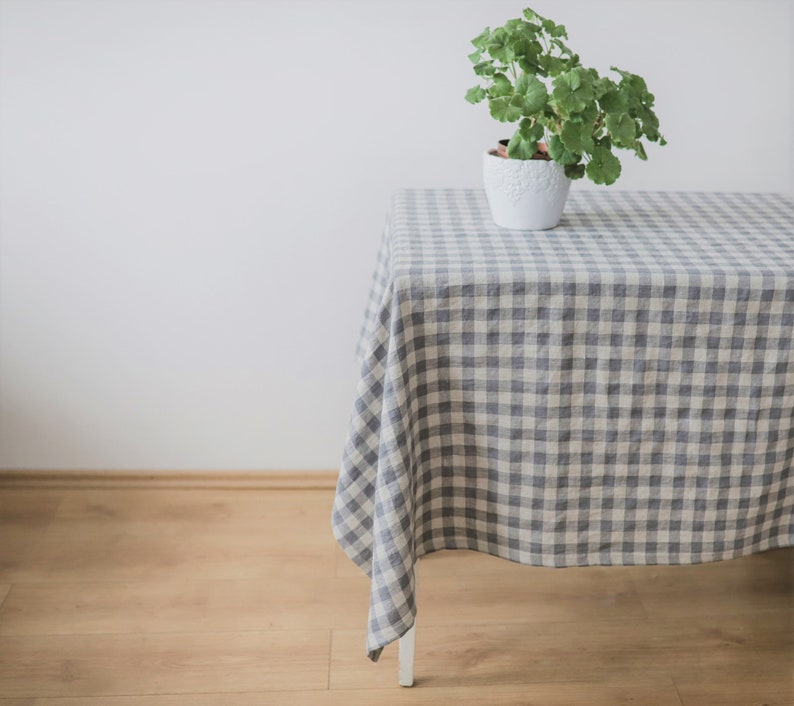 Olive green linen tablecloth, green flax table cloth, Christmas linen tablecloth, square, rectangular tablecloths, green wedding tablecloths image 6