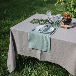 Natural linen tablecloth. Soft, washed linen tablecloth. Square, rectangular flax tablecloth. Linen dining tablecloth. Custom tablecloth