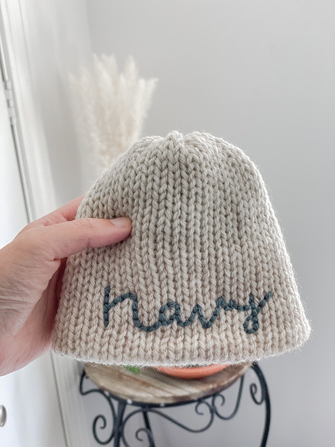 Personalized Embroidered Newborn Beanie: Monogrammed Baby Name Hat - Etsy
