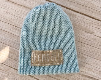 Gorro bordado personalizado para recién nacido: gorro de punto con nombre de bebé