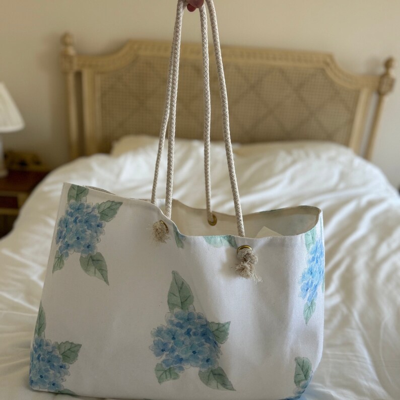 Floral Weekender Bag, Oversized Tote Bag, Mothers Day Gifts, Cute Overnight Bag for Her, Travel Bag, Hospital Bag, Coastal Canvas Bag image 3