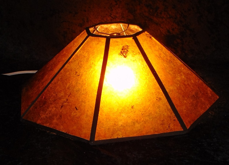 Shade Lamp Mica shade hex Amber mica | Etsy Amber Mica Table Lamp