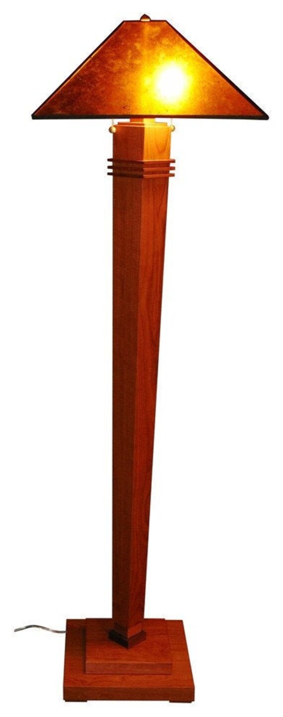 Half Moon Bay Floor lamp Cherry with walnut trim Amber mica shade