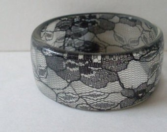 Jewelry Black Lace Bangle Bracelet BostonBackBay Jewelry Lace Bangle Bracelet