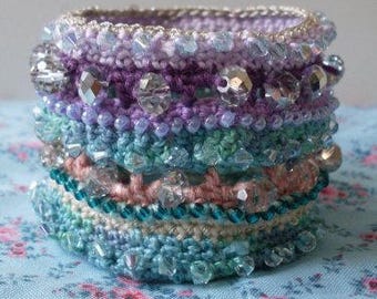 Crochet Jewelry Cuff Bracelet Bostonbackbay Crochet Beaded Cuff Bracelet