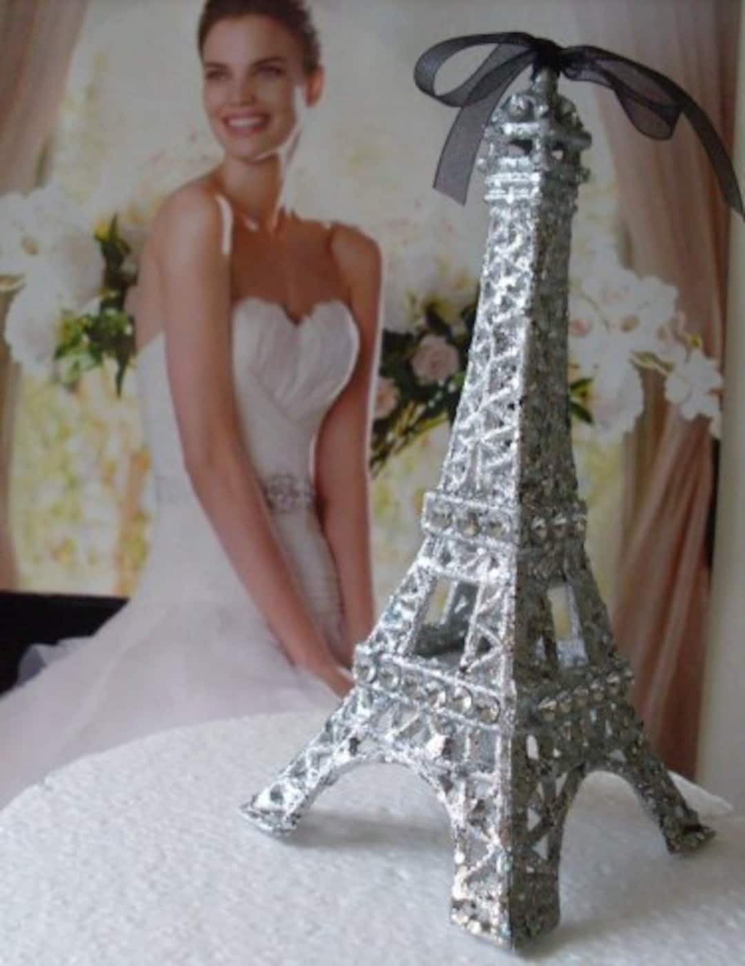 Cake Topper Paris Silver Eiffel Tower Cake Topper Etsy