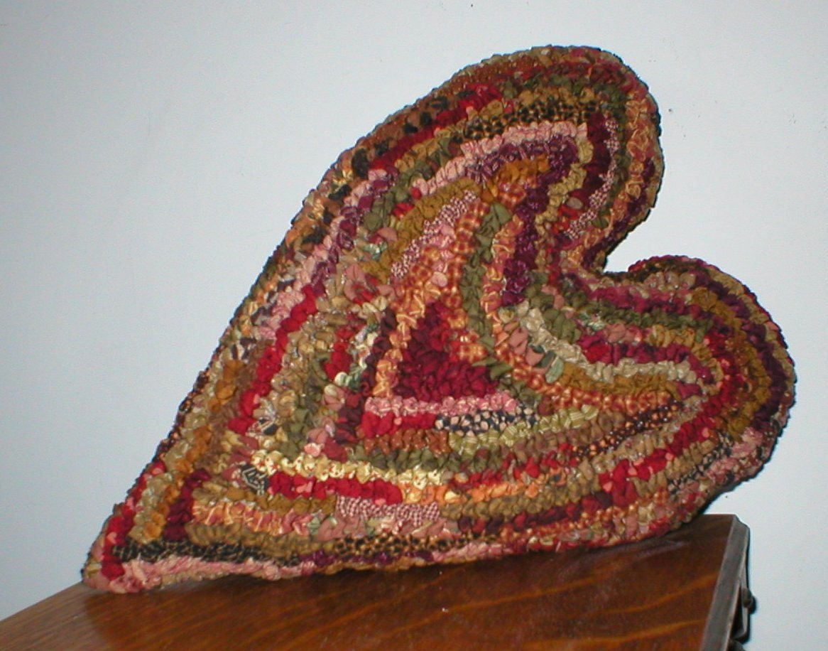 Hooked Rag Heart Pillow Bostonbackbay Hooked Rug Rag Heart - Etsy