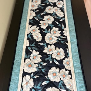 Quilted Handmade Table Runner, 42” x 14, Quilted Table Topper,