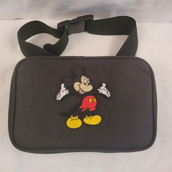 NEW Embroidery Mickey Mouse Small Pin Trading Shoulder Bag Converts to Fanny Pack Adult-Child holds about 100 Hidden Mickey Disney Pins