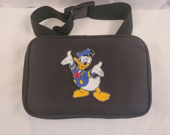 Donald Duck Embroidery Pin Book Bag Adult-Child Convertible Fanny Pack Shoulder Bag Holds about 100 Hidden Mickey size pins WDW Park Perfect