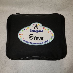 Disneyland Custom Pin Trading Book Bag Large Personal Name Tag Badge Where Dreams Come True Holds about 300 Hidden Mickey pins