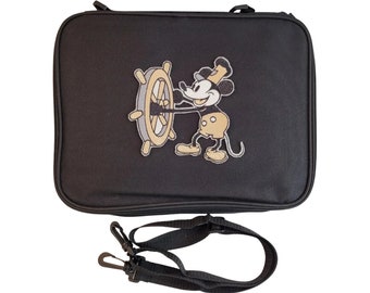 NEW Embroidery Steamboat Willie aka Mickey Mouse Pin Collections Book Bag Large for Disney Pins holds about 300 hm pins FREE SHIP