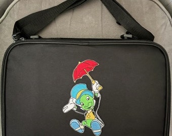 NEW  Jiminy Cricket Umbrella Floating Pin Trading Book Bag Embroidery LARGE for Disney Pin Trading Collections