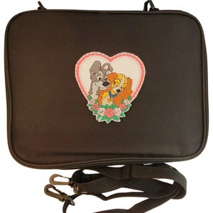 New Embroidery Lady & the Tramp Framed Heart Pin Trading Book Bag LARGE for Disney Pin Collections Holds about 300 Hidden Mickey Size pins