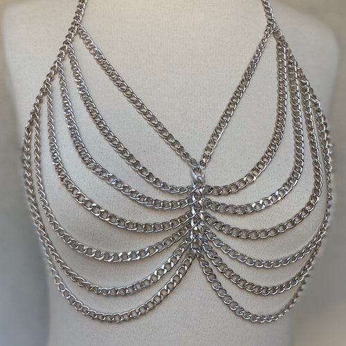 Full Body Chain Full Body Chain OMEGA Diamond Tassel Silver Chain Necklace - Etsy
