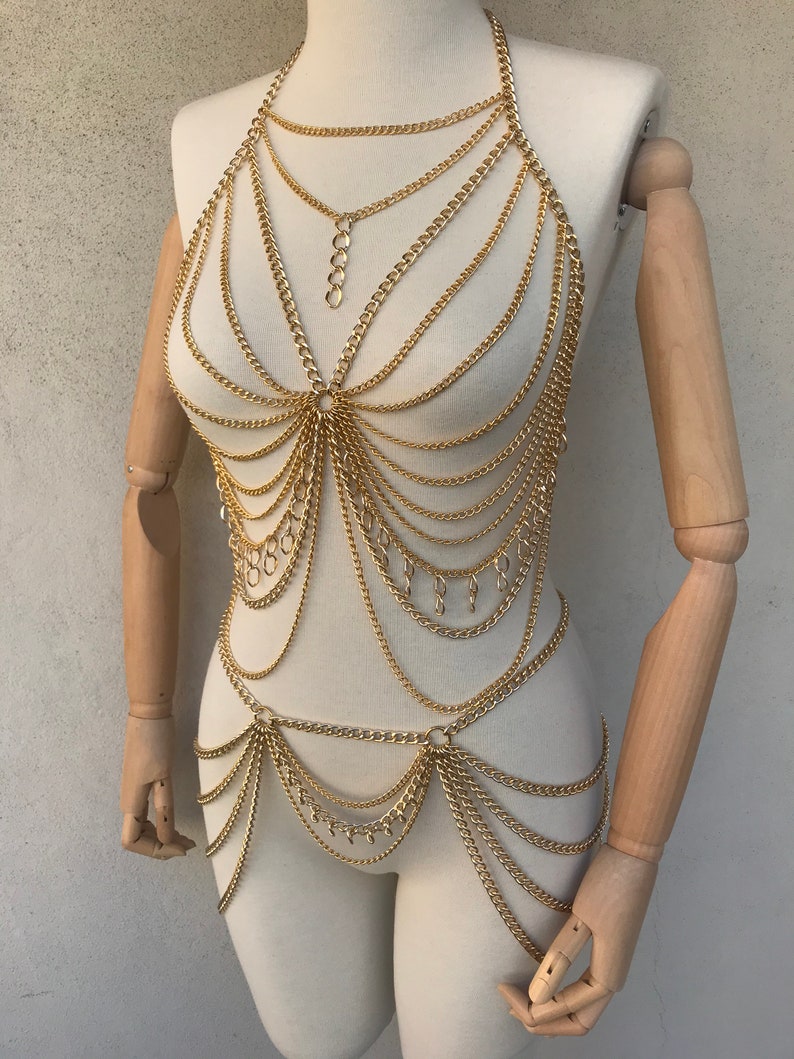 Festival Body Jewelry Rave Outfit Party Body Chain Dress Etsy