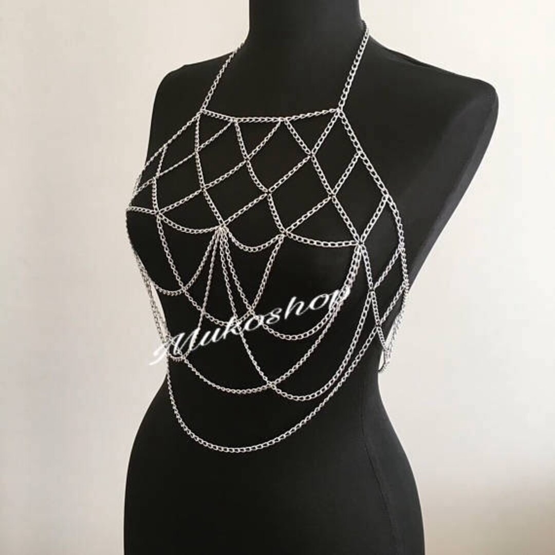 Silver Body Chain, Chain Bralette, Body Jewelry, Silver Body Jewelry ...