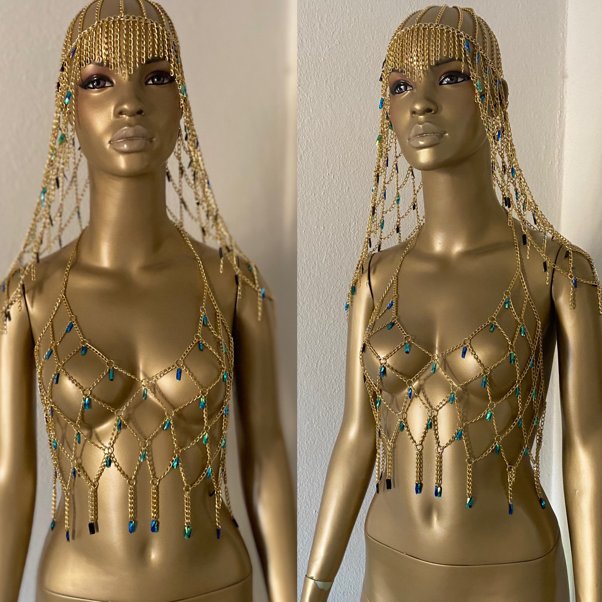 Chain Bra Gold, Strass Top, Fetish, Chainmail, Ouvert Bra Top, Cosplay  Costume Cleopatra Queen, Lingerie Bra, Personalized Gift Harness -   Israel
