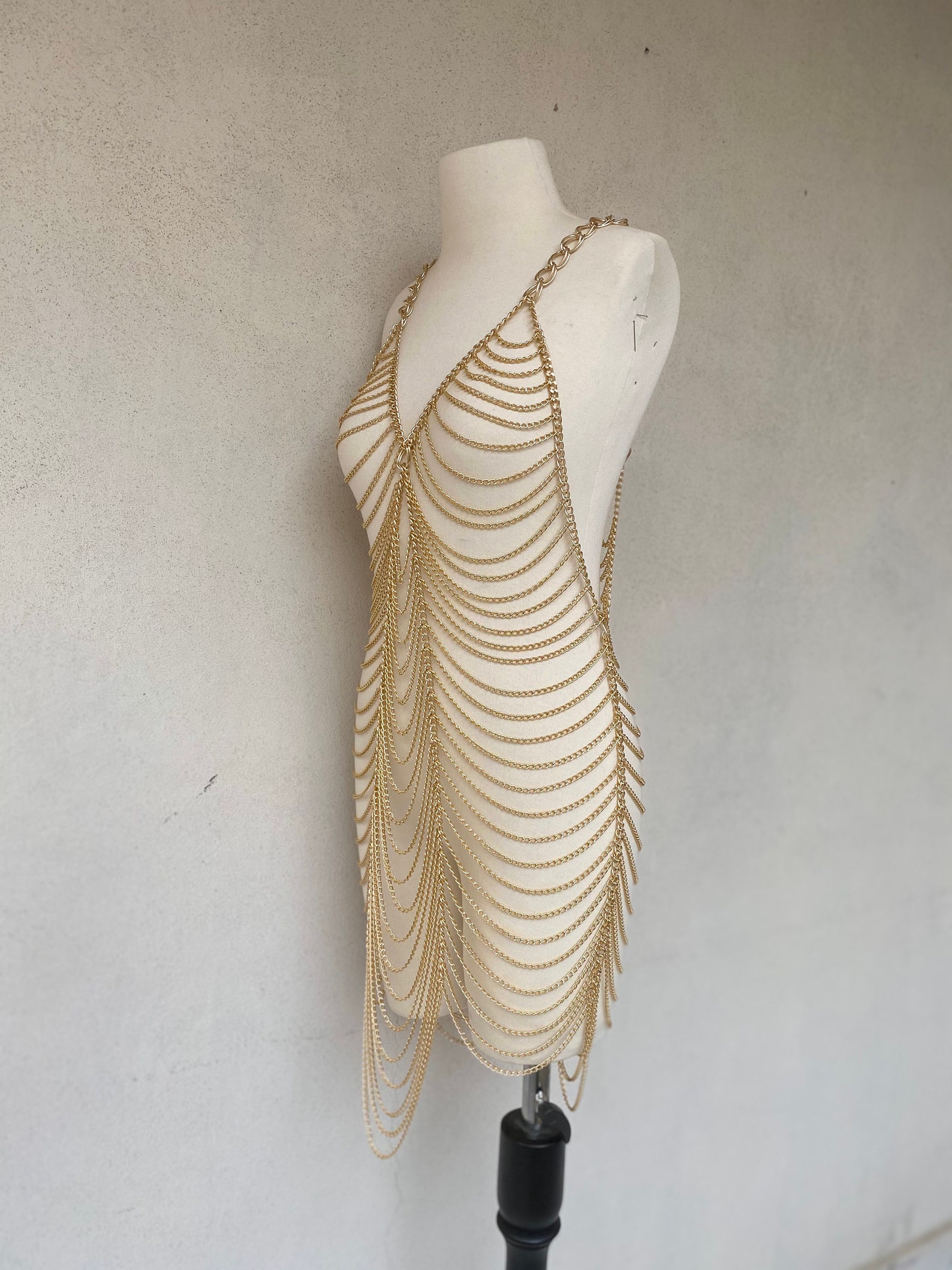 Golden Chain Dress Back Drop Chain Dress Women Clothing Etsy