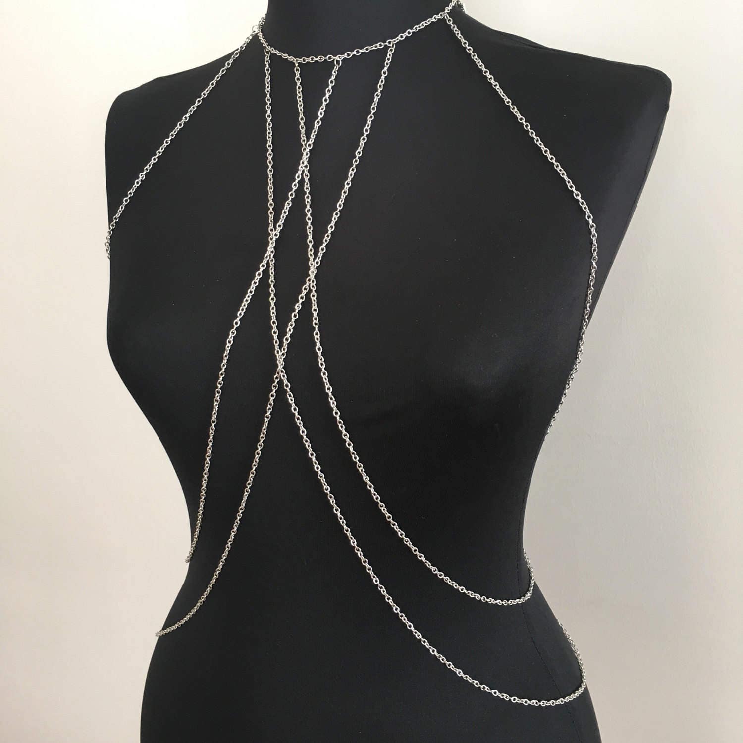 Body Chain Silver Body Chain Silver Body Necklace Body Etsy