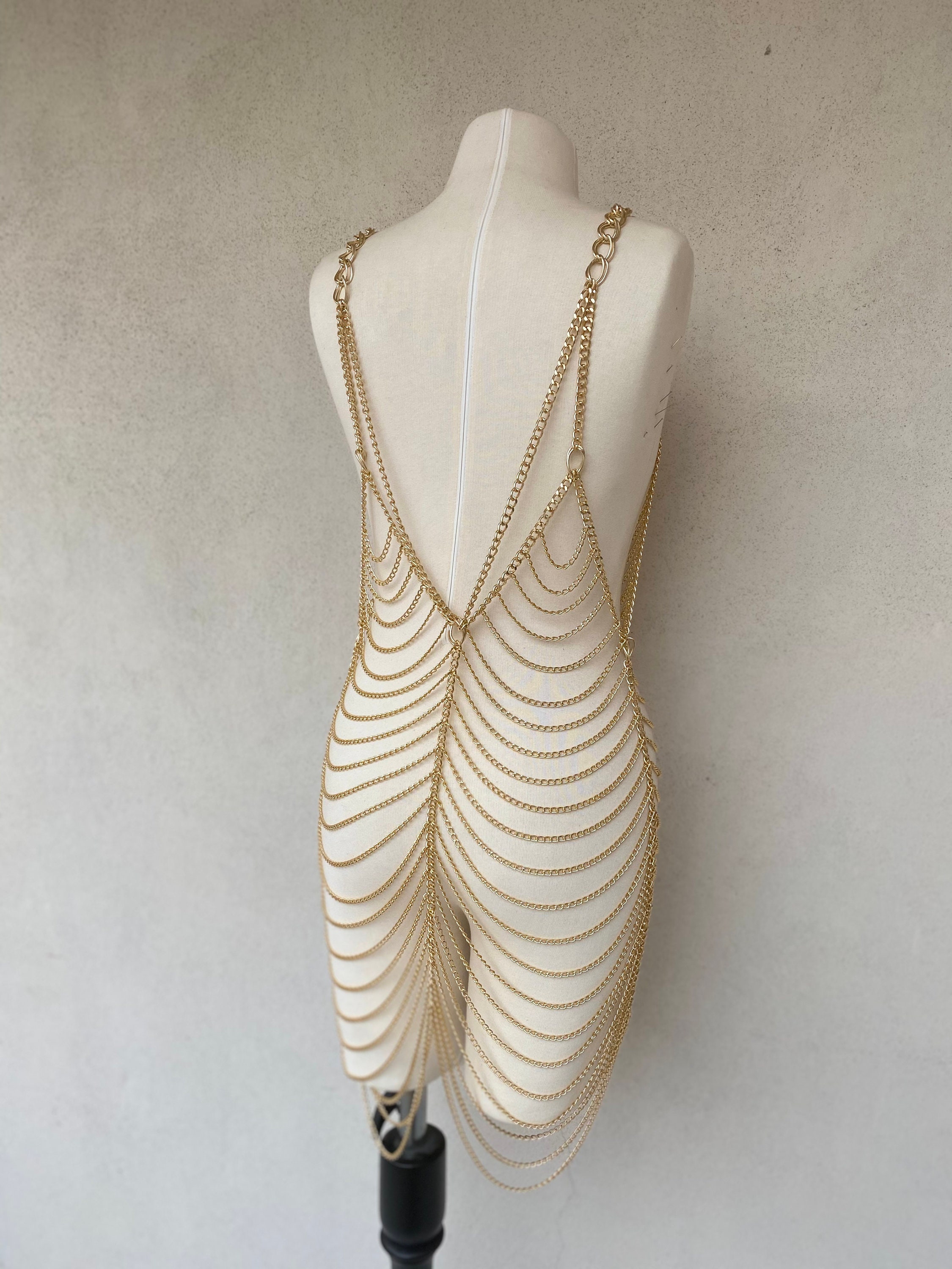 Golden Chain Dress Back Drop Chain Dress Women Clothing Etsy