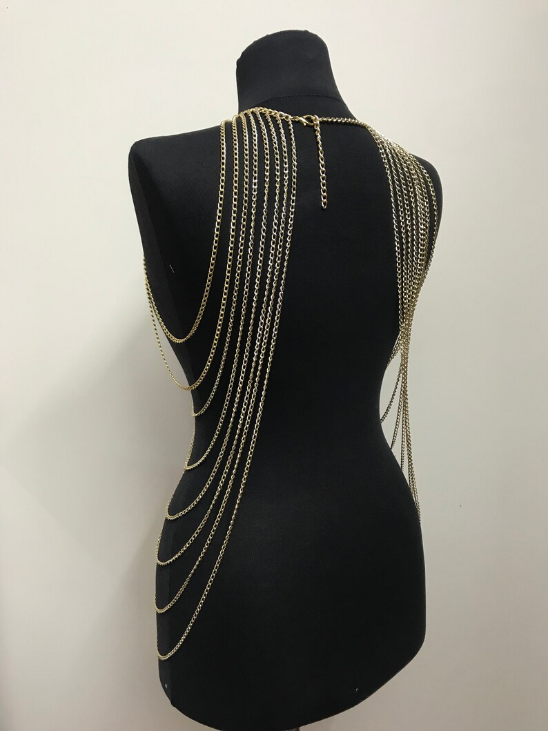 Gold Layered Body Necklace Body Chain Jewelry Body Etsy