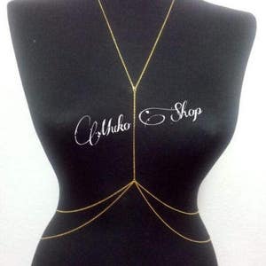 Gold Body Chain, Gold Body Jewelry, Delicate Body Chain, Dainty Body Necklace, Dainty Bodychain, BDC1047-02 image 1