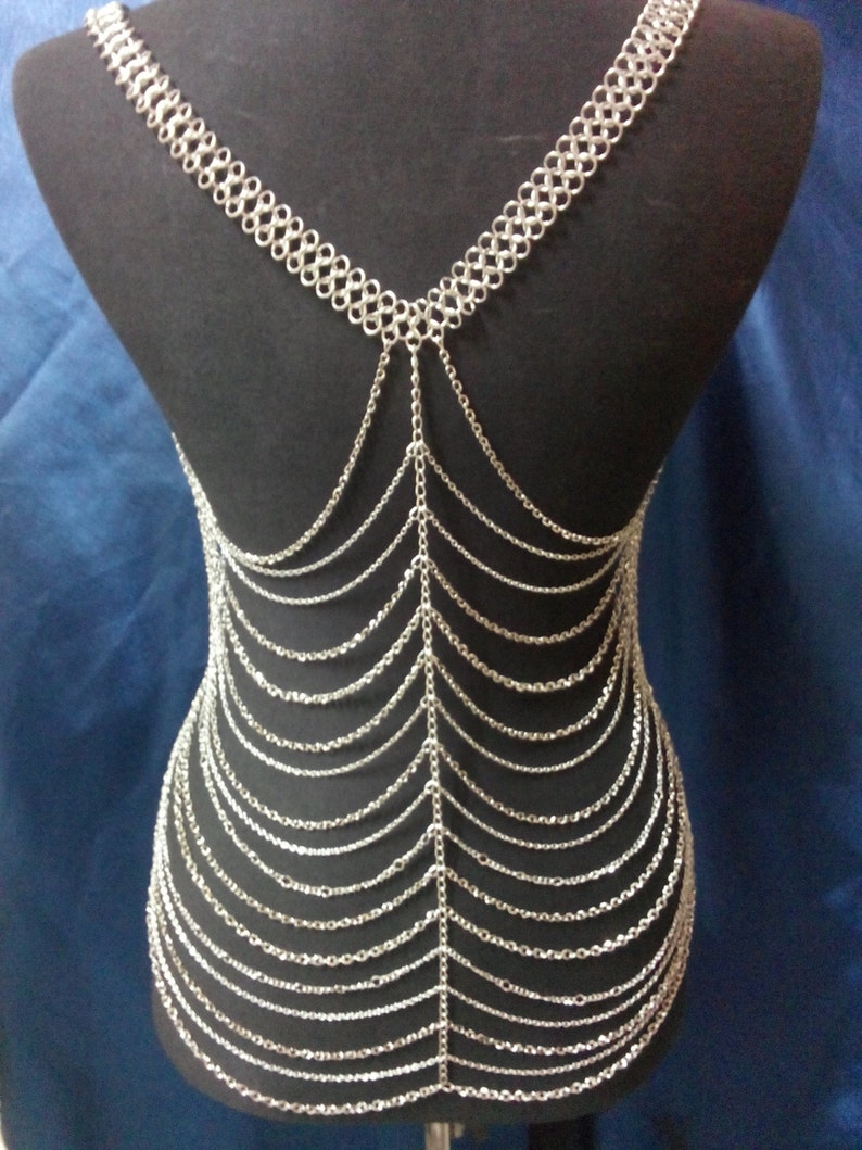 Necklace Body Chain Silver Chain Vest vest body jewelry Etsy