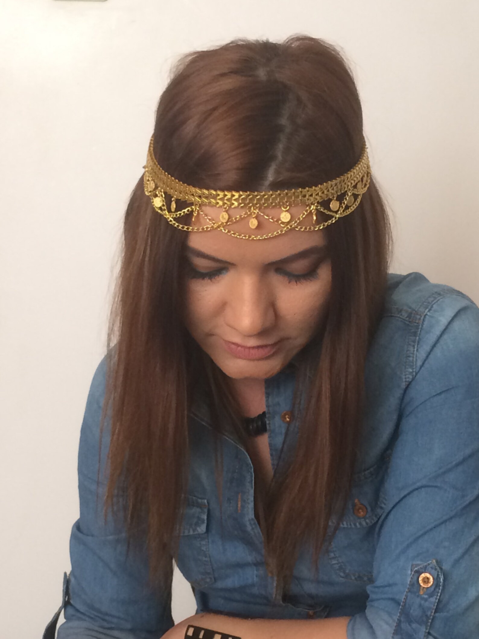 Gold Layered Head Piece with Coins Hair Paice Boho Head Etsy