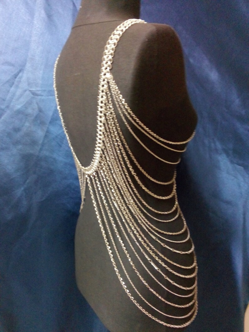 Necklace Body Chain Silver Chain Vest vest body jewelry Etsy