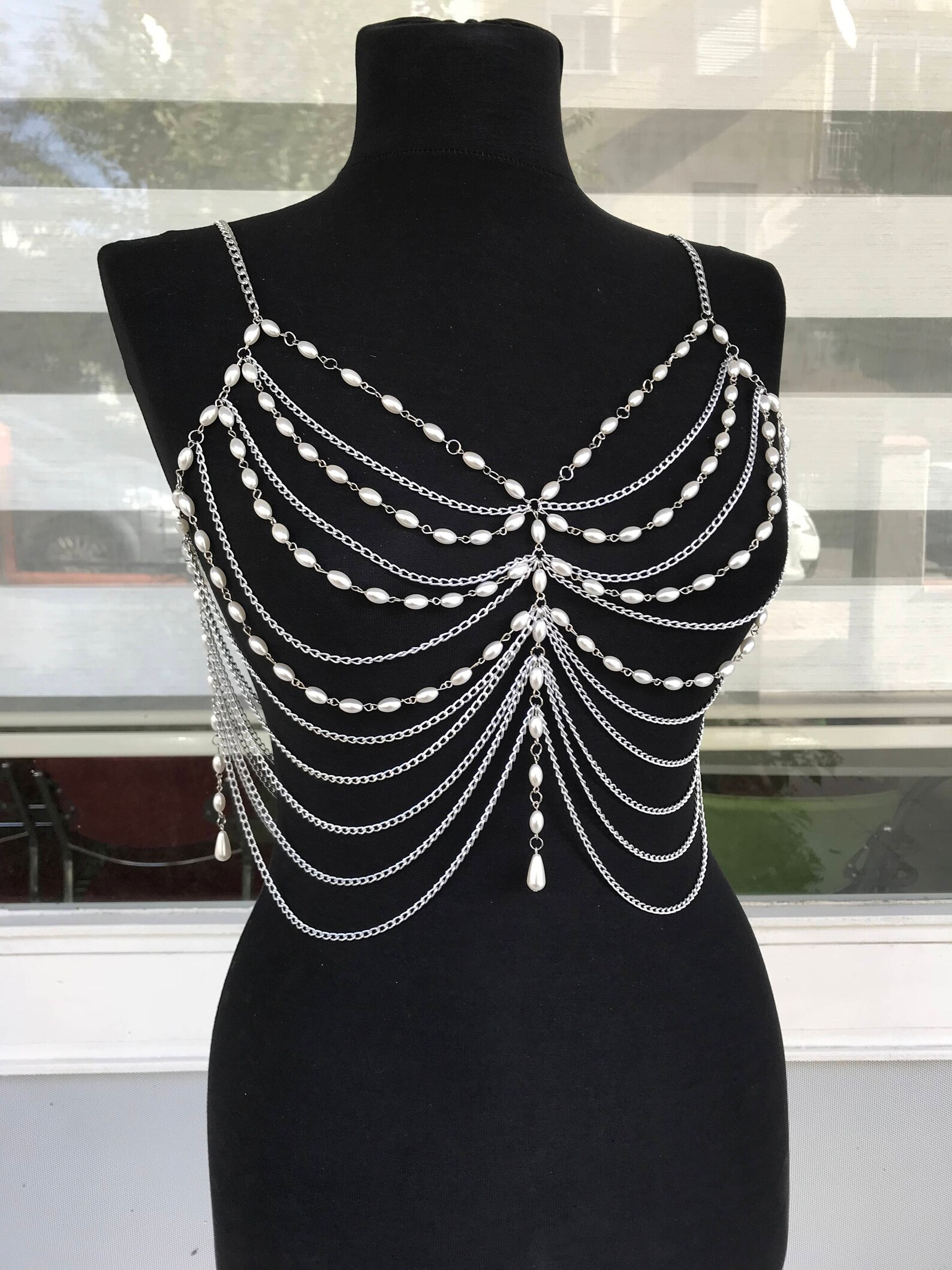 Silver Pearl Body Chain Joyería corporal Cintura de perlas Etsy