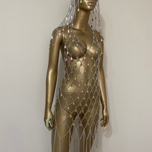 Silber Sparkly Chain Dress & Head Dress, Bild 6