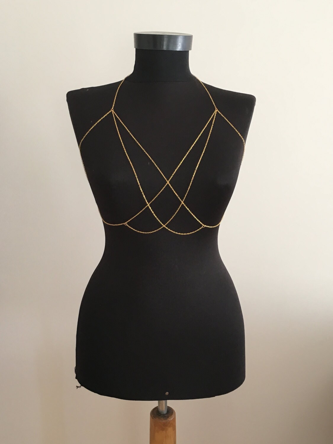 Triangle Gold Chain Bra Gold Body Chain Chain Bra Chain | Etsy