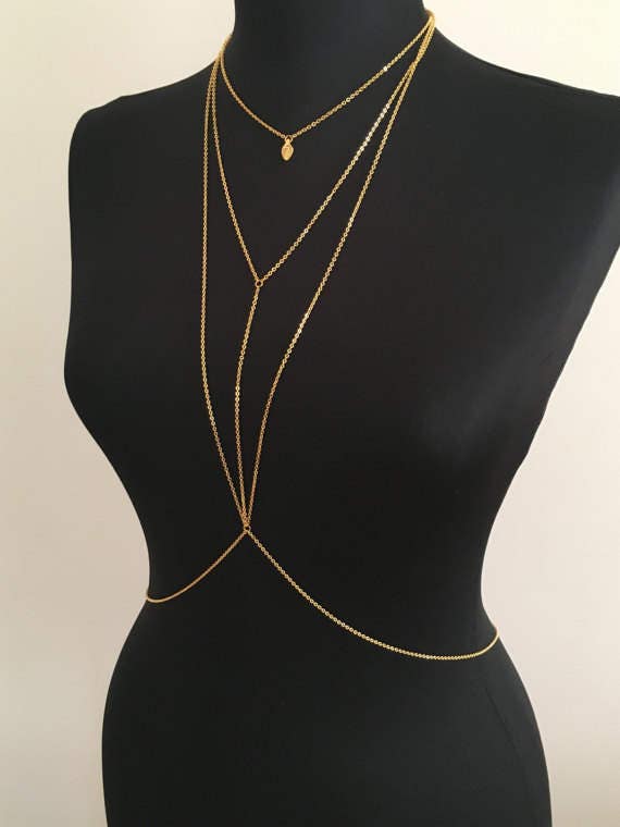 Gold body chain gold plated body chain body necklace Etsy