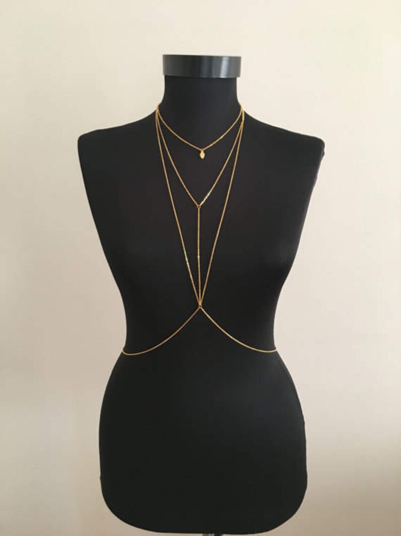 Gold body chain gold plated body chain body necklace Etsy