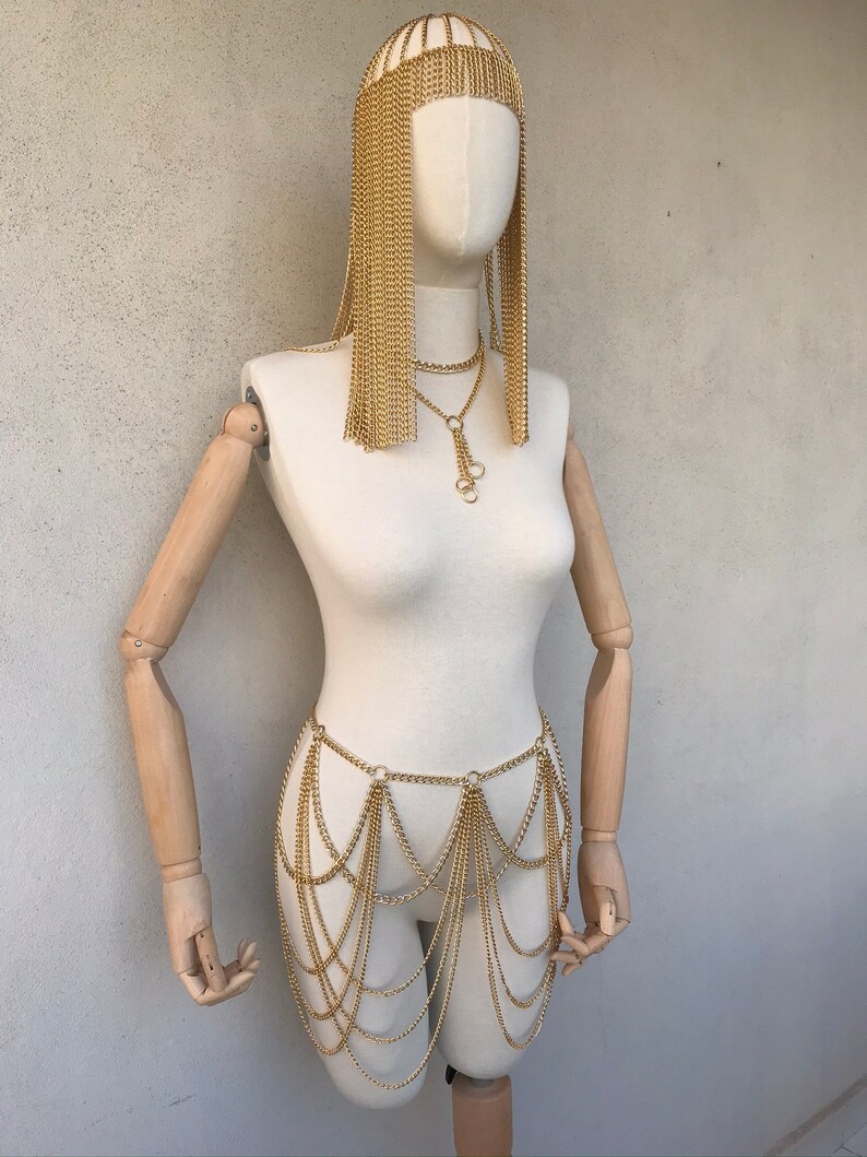Bodychain Rave outfit set bra and chain skirt