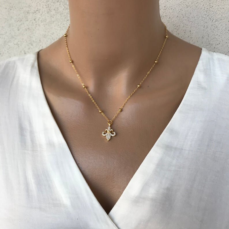 Gift for her Bridesmaid gift Gold Charm Necklace /& Earrings Set