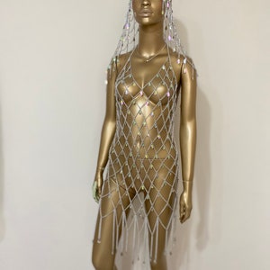Silber Sparkly Chain Dress & Head Dress, Bild 3