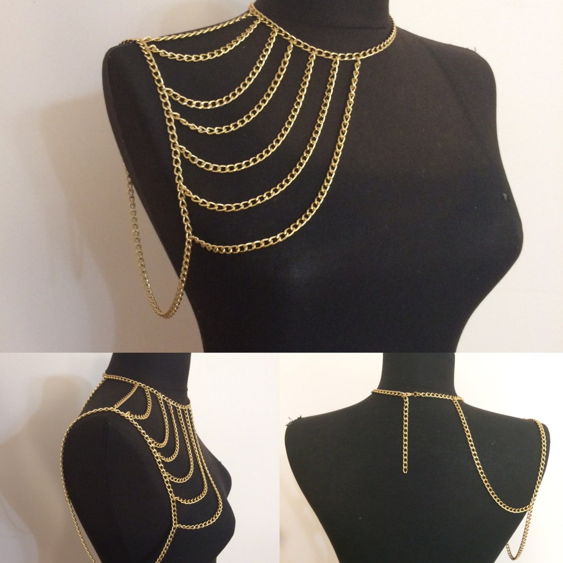 Gold Shoulder Chain Shoulder Jewelry Body Chain Body Etsy