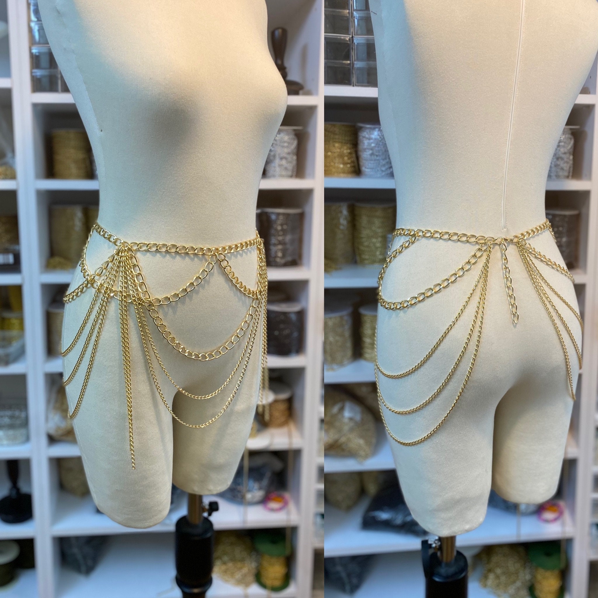 Gold Layered Waist Chain Chain Skirt Chain Belt Body - Etsy Singapore