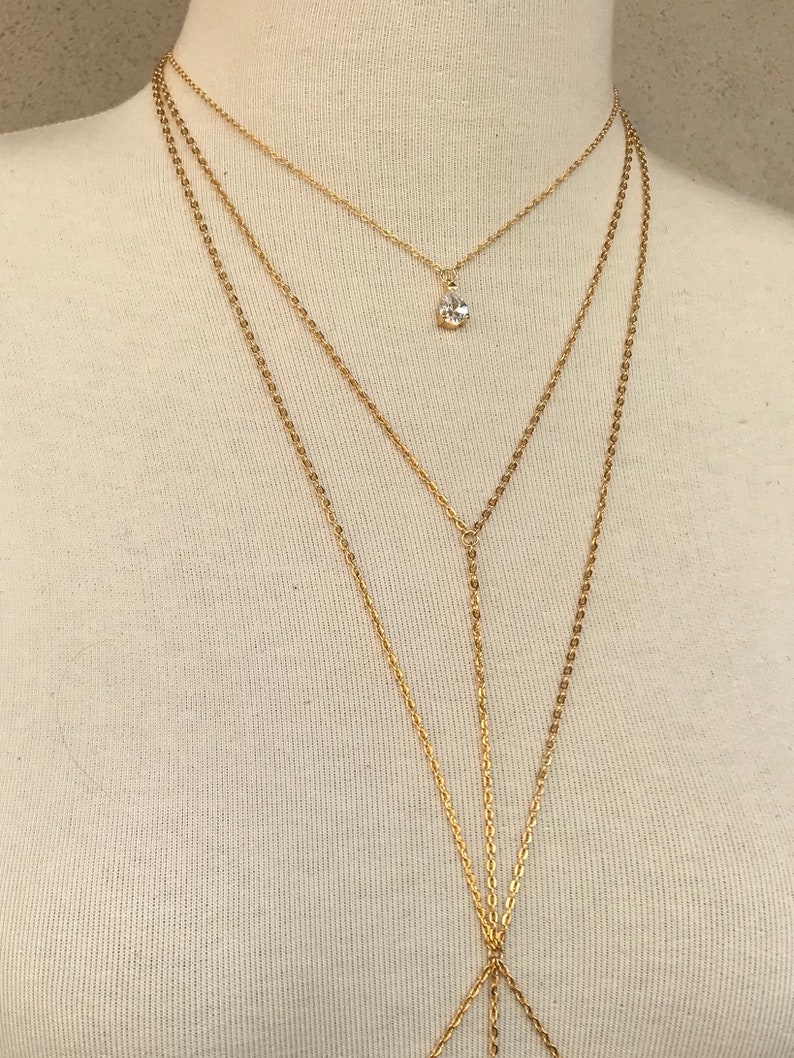 Gold Body Chain Necklace Charm Body Chain Dainty Bodychain Etsy