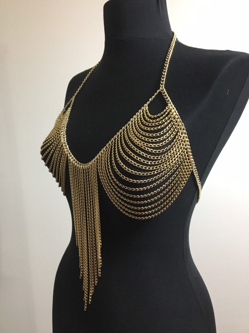 Gold Chain Bra / Gold Body Chain / Body Jewelry / Jewelry Bra Etsy