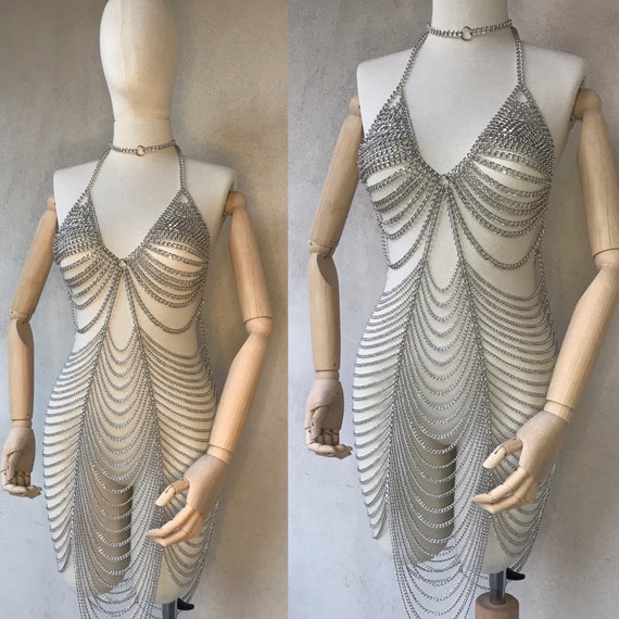 chain dress gold