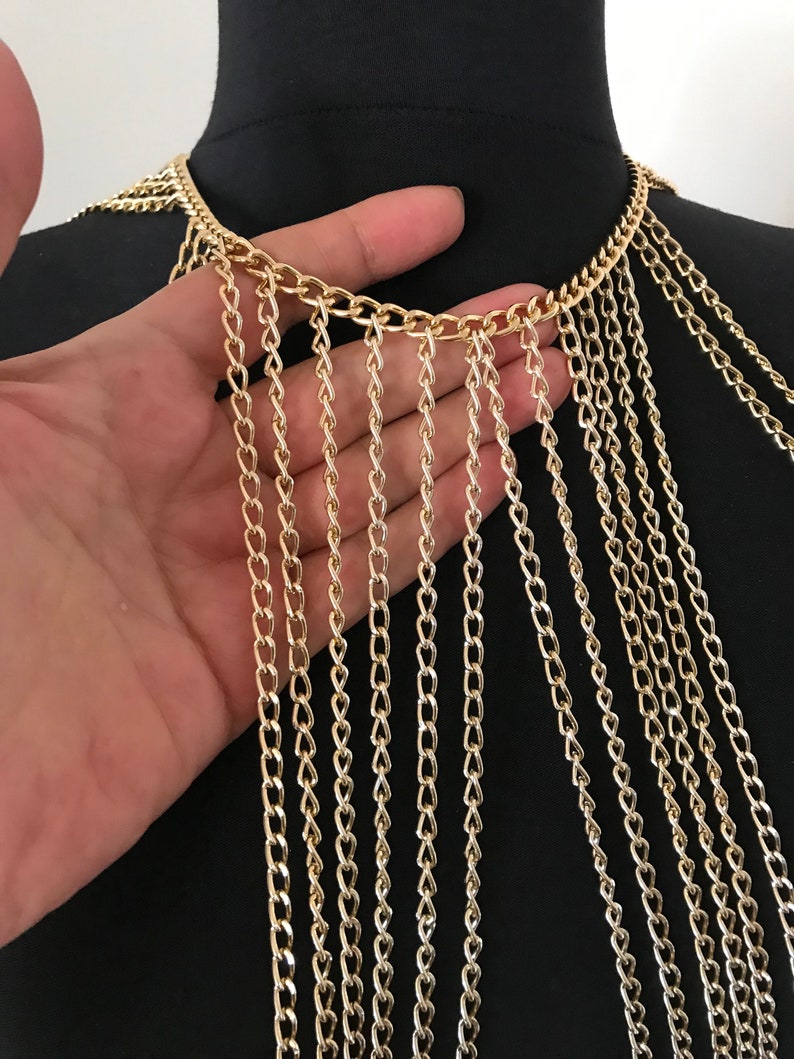 Gold Layered Body Necklace Body Chain Jewelry Body Etsy