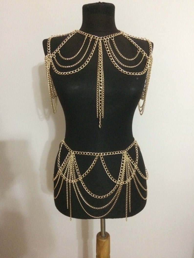 Gold Body Chain / Body Jewelry / Shoulder Chain / Belly Chain Etsy