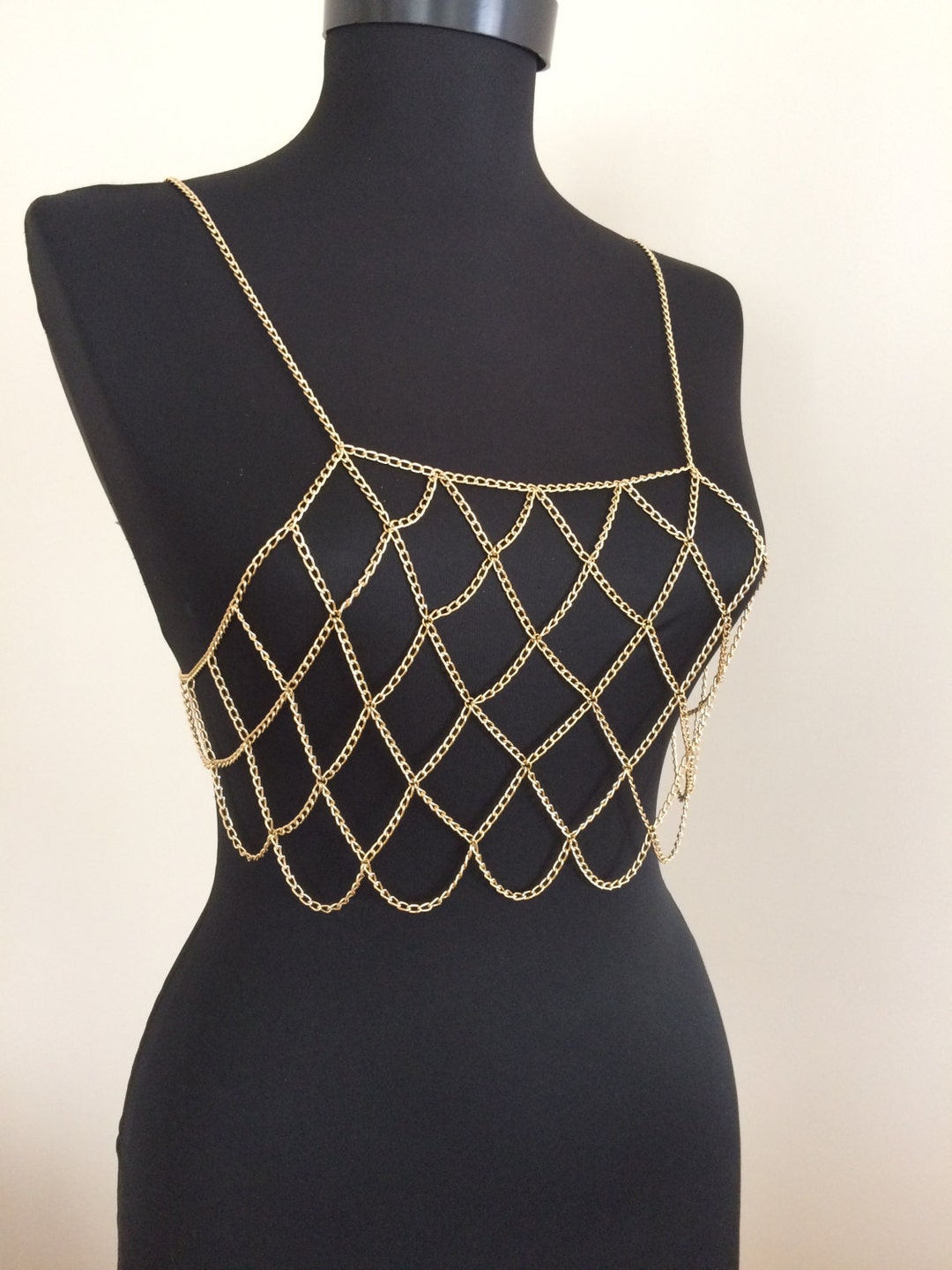 Gold Grid Body Chain, Gold Body Chain, Gold Body Jewelry, Chain