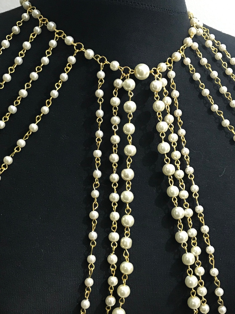 Pearl body chain shoulder chain pearl shoulder necklace Etsy