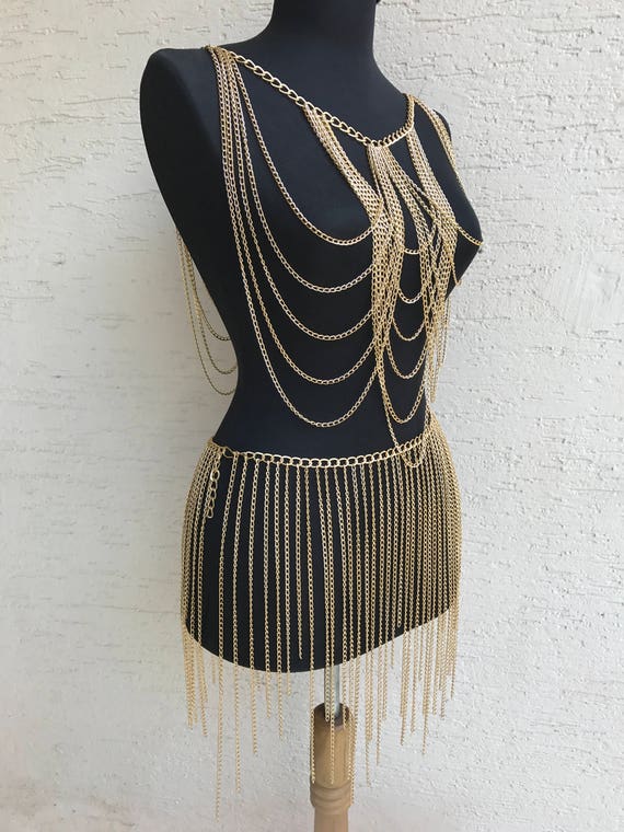 chain dress gold