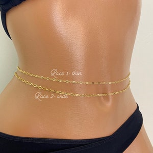 Lace Gold Belly Chain & Anklet Set , Charm waist Chain ,Waterproof, Bikini Jewelry , Anklet Gift , Body chain, Body jewelry, Waist Chain image 4